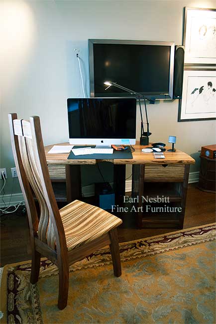 custom made desk chair installed showing matching custom desk